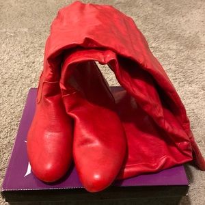 New Fire Red knee high boots for sell